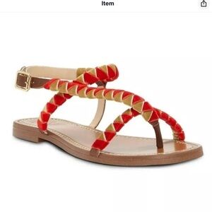NWT Vince Camuto sz 7 Raminta red gold braided strap leather sandal